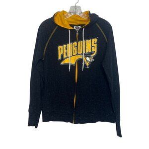 Pittsburgh Penguins NHL Full Zip Hoodie Jacket Womens Medium Black Fanwear